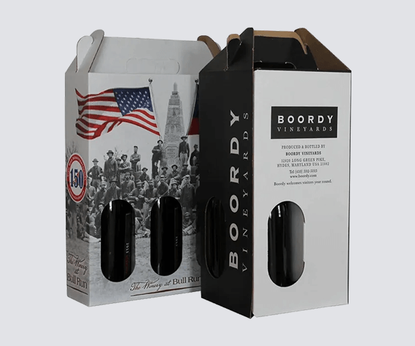 Custom Printed Wine Bottle Tote Boxes